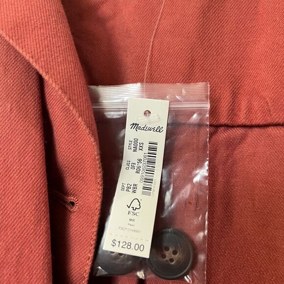 NWT Madwell orange bomber jacket jean size xs women’s fall L344 - Picture 4 of 6